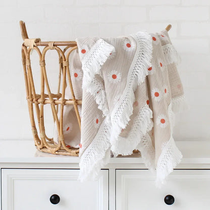 Baby Swaddle Blanket 100 Percent Cotton Muslin Newborn Floral Print Quilt Swaddle Fall 2025 Breathable Plush Gift