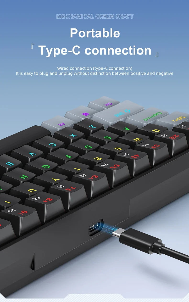 60 Percent Mechanical Mini Keyboard Wired RGB Travel-Friendly