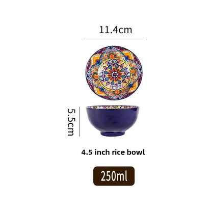 Ceramic Bohemian Rice Bowl Retro Noodle Bowl Kitchen Gift