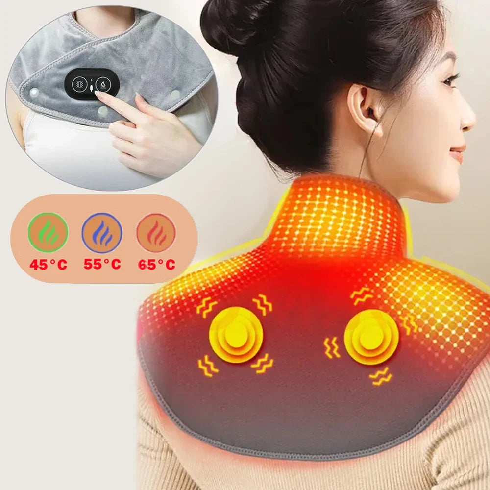 Pain Relief 2026 – Neck Shoulder Heating Massager Infrared Vibration Therapy Pad