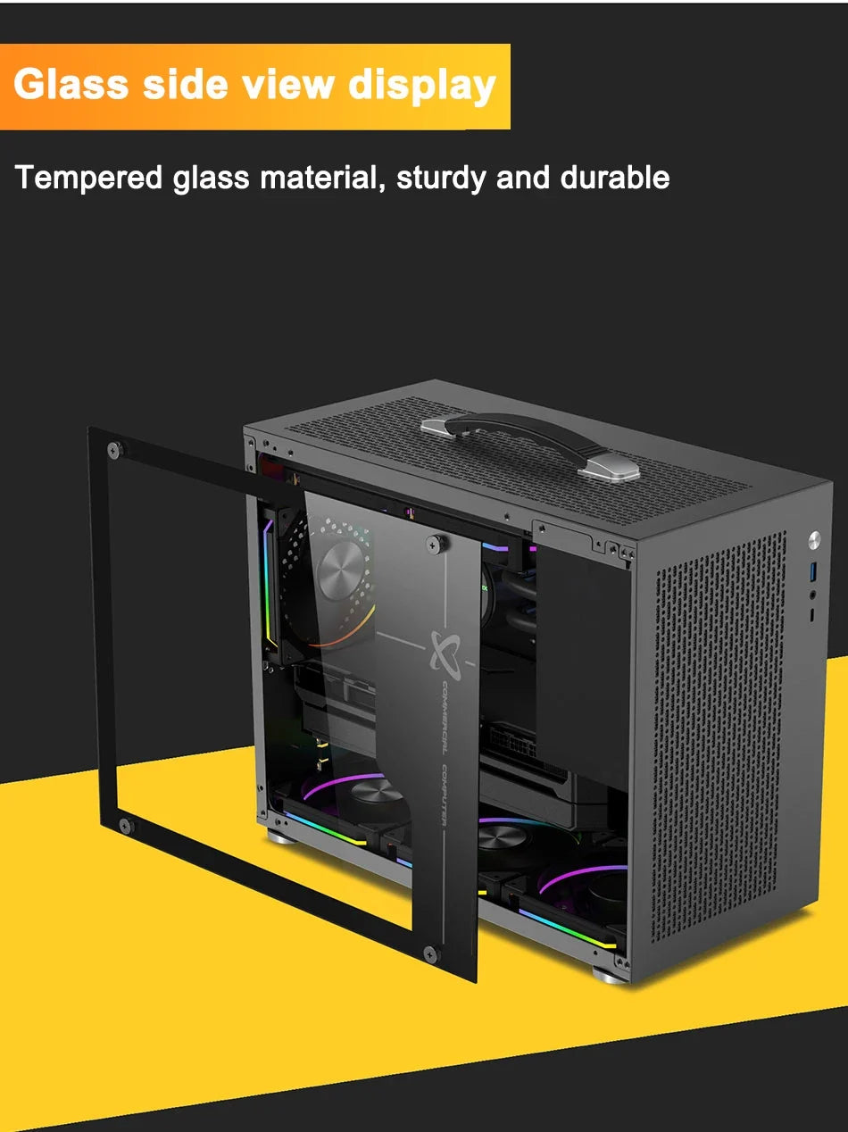 ITX Mini PC Case Transparent Side 240mm Water Cooling