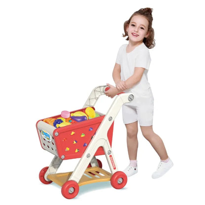 Cart Shopping Toy Push Along Grocery Trolley Kids Pretend Play Supermarket Back To School 2025 Early Education Gift