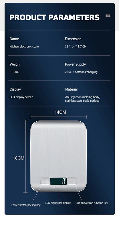 Kitchen Digital Scale Stainless Steel LCD Baking Scale