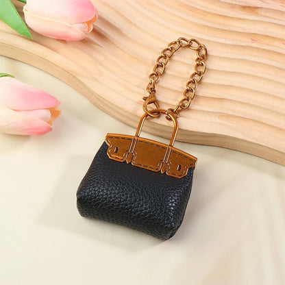 1+1 Free Birkin Inspired Mini Hand Bag - Compact Bag Charm Keychain with Metal Chain