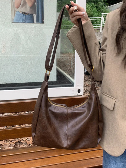 Plush Multi-Use Womens Hobo Bag - Slouchy, Faux Leather