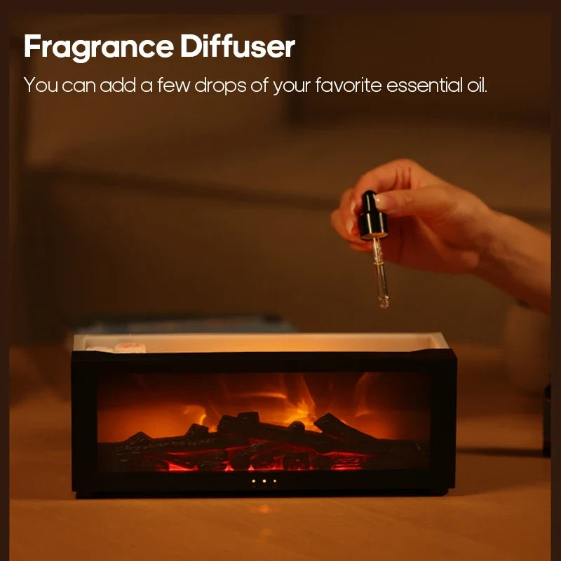 Creative Fireplace Air Humidifier Diffuser with LED Light Remote Control for Household Gift