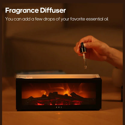 Creative Fireplace Air Humidifier Diffuser with LED Light Remote Control for Household Gift