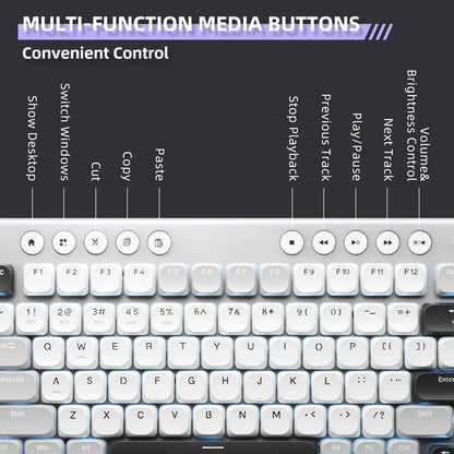 Cordless Low Profile Mechanical Keyboard 98 Keys PBT