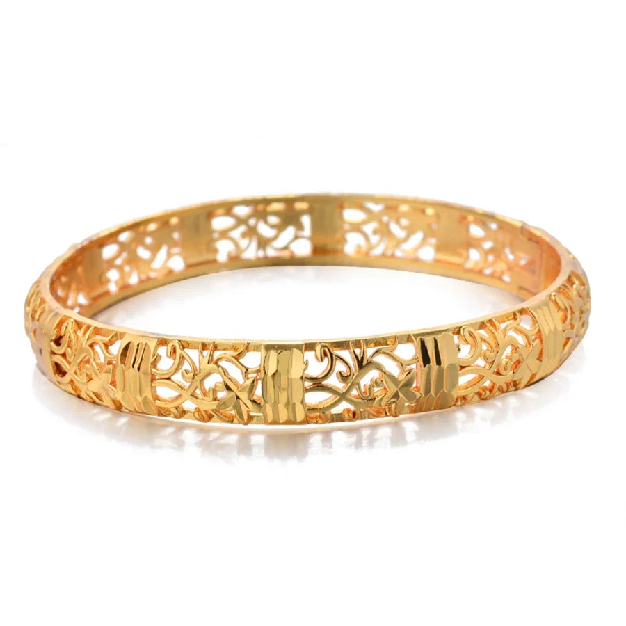 Color Gold Bangle Openwork Wedding Bracelet Dubai Style
