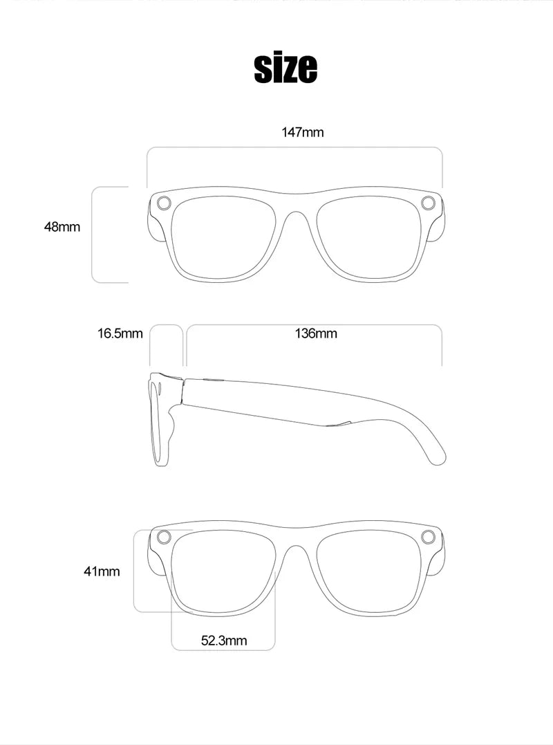 AI 4K Smart Camera Glasses Photochromic Travel Handsfree