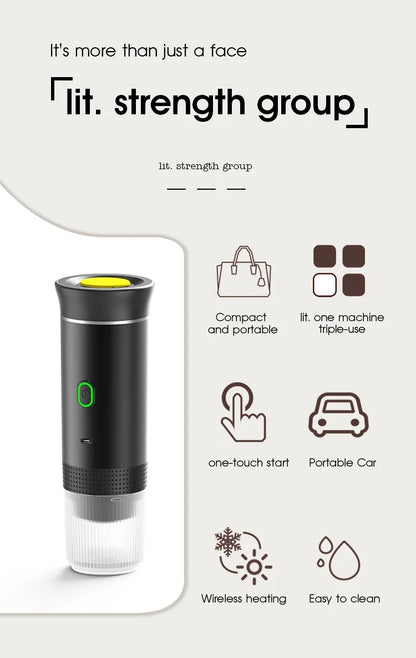 Travel-Friendly Espresso Machine Cordless 3 In 1 Travel Car Camp