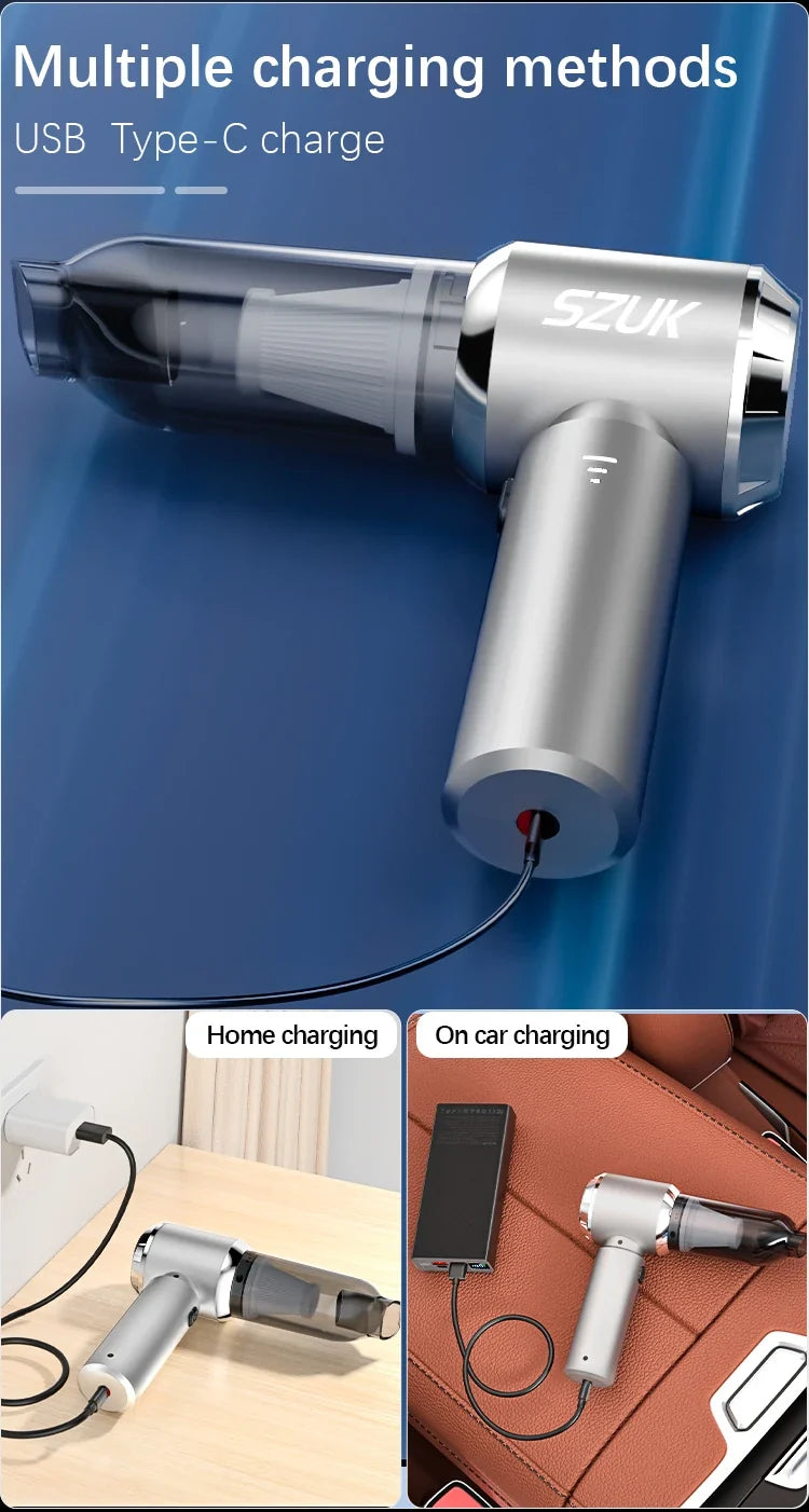 Car Vacuum Cleaner Cordless Mini Hand-Held Strong 6000mAh