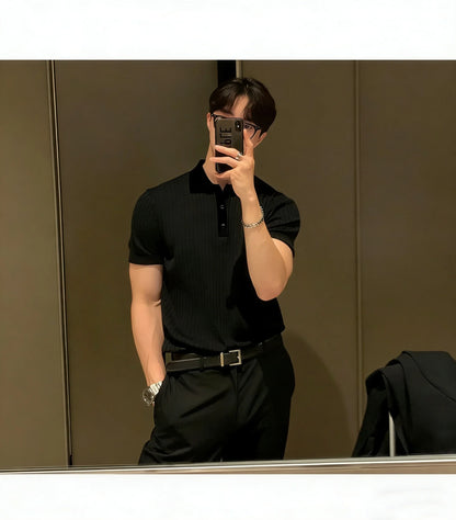 Fast-dry men's golf polo shirt - slim fit short sleeve, polyester, for sports and casual wear