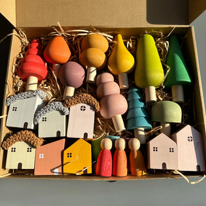 Wooden Building Blocks Pastel Scandinavian Stacking Play Kit Fall 2025 Eco Friendly Imaginative Play Gift
