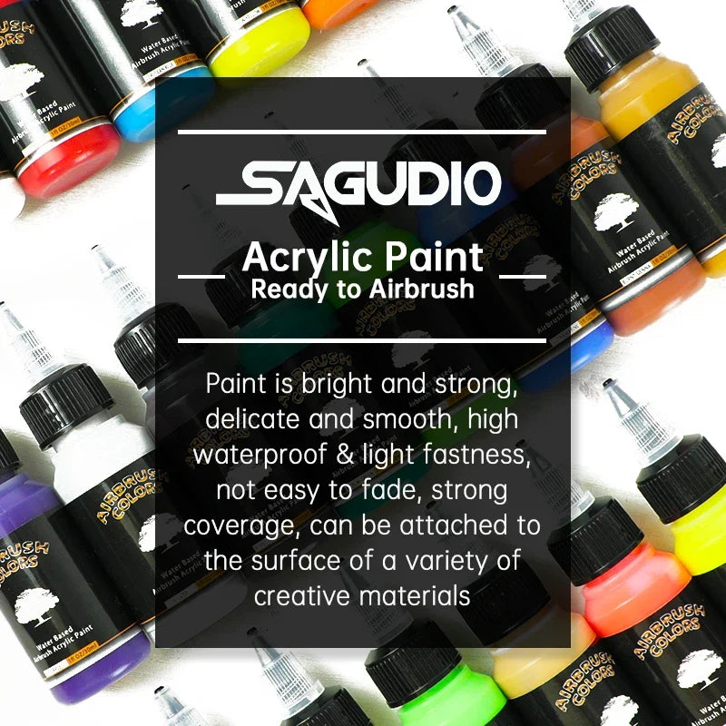 Airbrush2026 Edition Acrylic Paint Matte Inks Water Based Simple to Clean 32 Color Kit 100ml Bottles For Model Hobby TikTok Viral Craft Trend