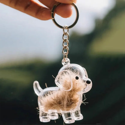 Hair Dog Keepsake Keychain Pendant Clear Resin Charm