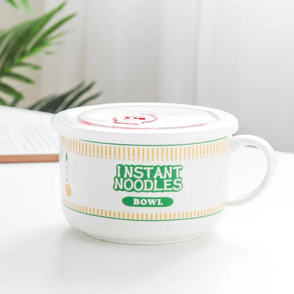 Noodle Instant Bowl Ceramic With Handle And Lid Large
