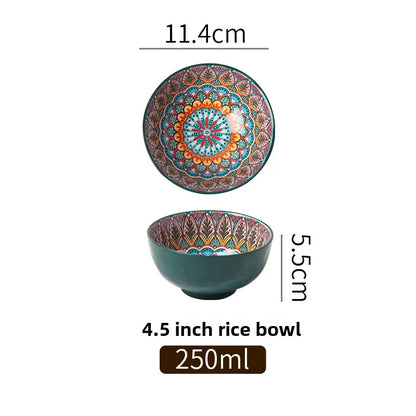 Ceramic Bohemian Rice Bowl Retro Noodle Bowl Kitchen Gift