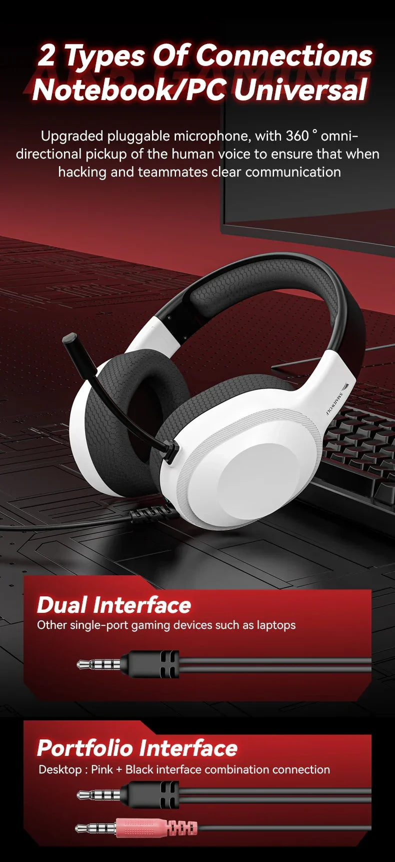 Gaming Headset Wired Light With Omnidirectional Mic