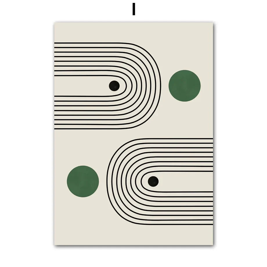 Bauhaus Green Minimalist Wall Art Canvas Print Water-Resistant