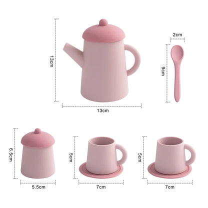 Miniature Tea Kit Plush Silicone Pretend Play Tableware Kids Toy Back To School 2025 Imaginative Play Gift