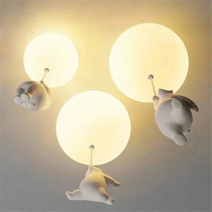 Ceiling LED Light Warm Cartoon Bear Design Kids Bedroom Ceiling Lamp Fall 2025 Cozy Nightlight Decor