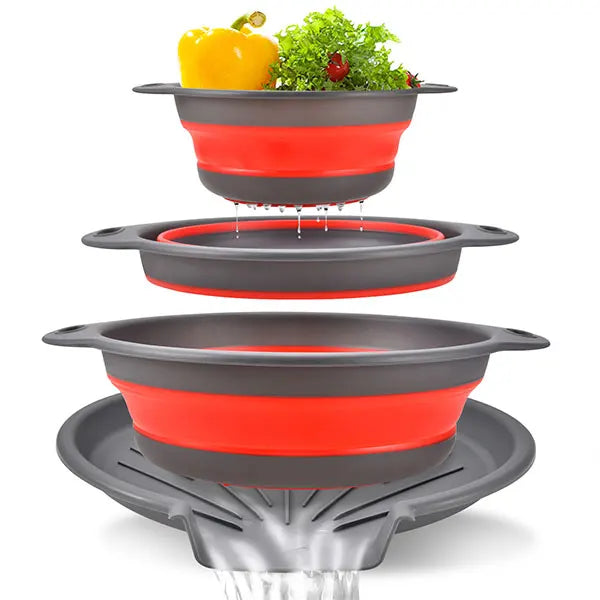 Foldable Colander Kit Self-Draining Over Sink Kitchen Strainer Spring 2026 Simple Storage