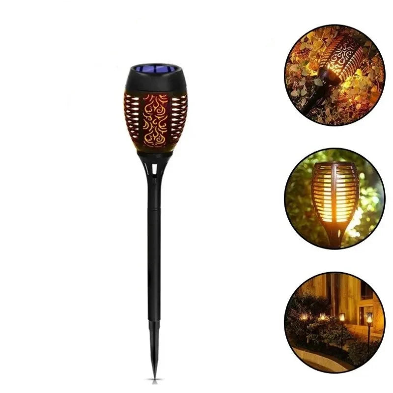 LED Solar Flame Torch Light - Water-Resistant Outdoor Garden Decoration, Flickering Lawn Lamp