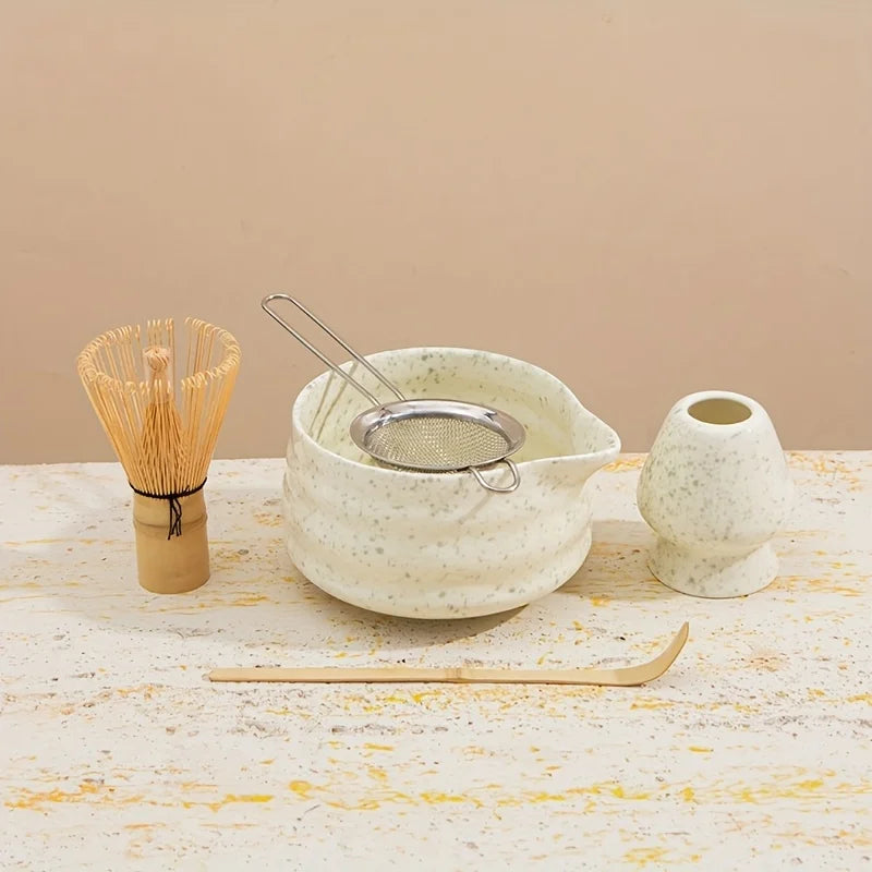Matcha Kit Spotted Green Ceramic 5Pc Japanese Tea Gift