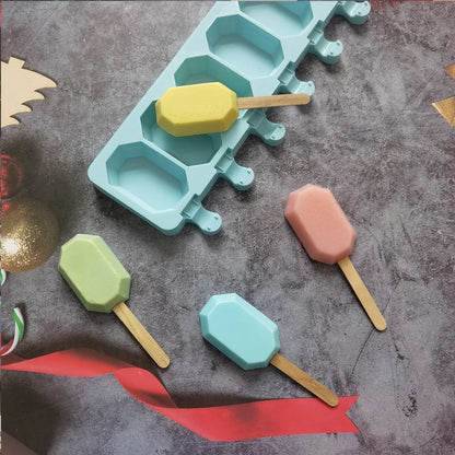 Silicone Hexagon Baking Mold, 8 Cavity Non-Stick Treat Mould for Ice Cream, Chocolates, and Cake Pops