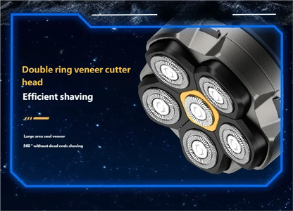 6D Motor-Driven Head Shaver for Men - Water-Resistant Magnetic Rotary Razor with LED Bald Head Hair Trimmer