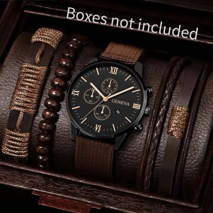Quartz Watch And Bracelet Kit Nylon Band Casual Gift