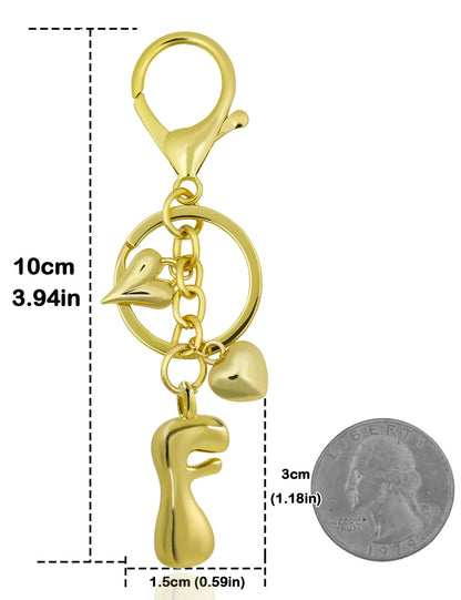 Keychain Personalized Gold Bubble Letter Bag Charm Gift