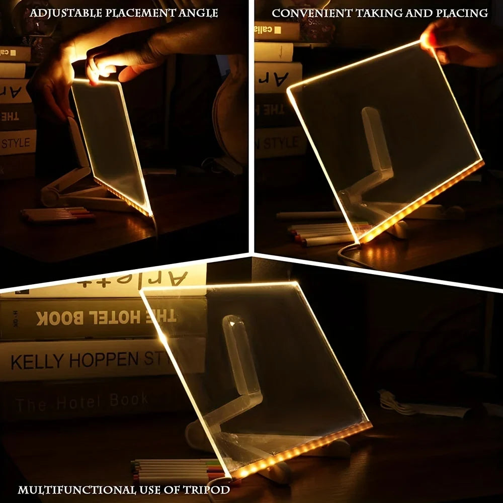 Bright LED Acrylic Message Board - Erasable USB Drawing Board for Kids, Great for Birthday Gifts & Bar Advertising