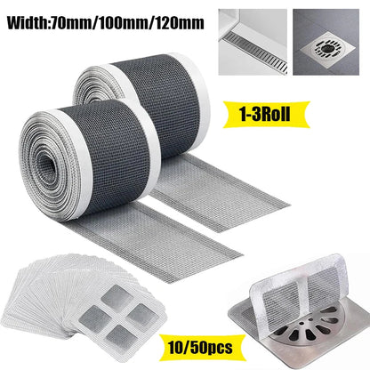 Drain Shower Hair Catcher Mesh Filter Self Adhesive Cuttable Roll Disposable Hair Filter For Bathroom And Kitchen Sink