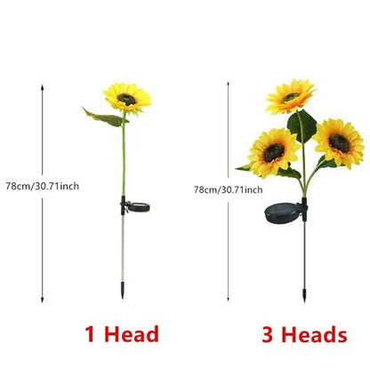 Solar2026 Edition Sunflower Lights 3 Head Garden Stake Outdoor LED Landscape Lights Water-Resistant Patio Yard Decor Summer