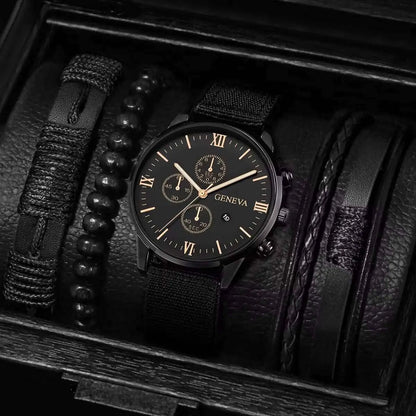 Quartz Watch And Bracelet Kit Nylon Band Casual Gift