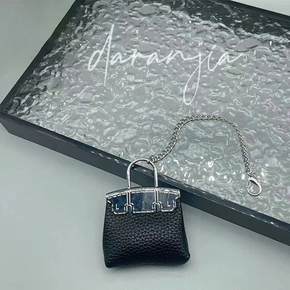 1+1 Free Birkin Inspired Mini Hand Bag - Compact Bag Charm Keychain with Metal Chain