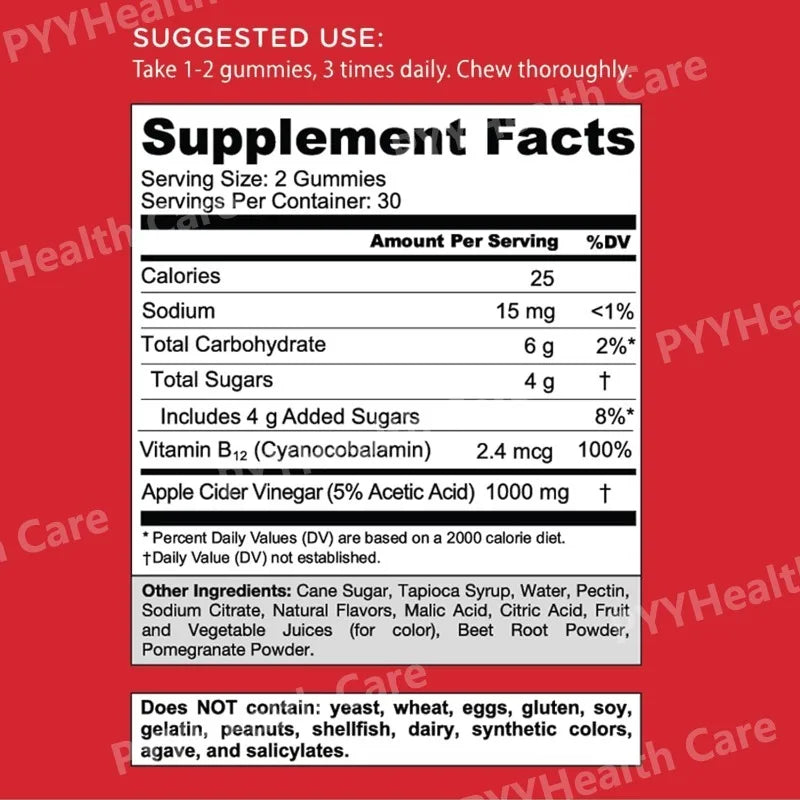 Cider Apple Vinegar Gummies Plant Based Dietary Supplement Spring 2026 Wellness Immune and Energy Support 60 Count