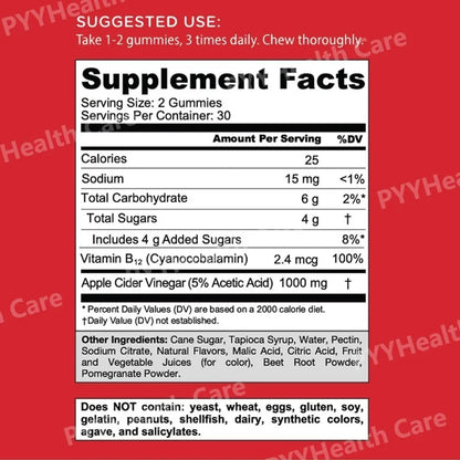 Cider Apple Vinegar Gummies Plant Based Dietary Supplement Spring 2026 Wellness Immune and Energy Support 60 Count