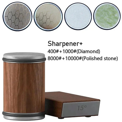 15° & 20° Angle Roller Kitchen Device 2026 – Rolling Diamond Knife Sharpener Kit with Magnetic Holder