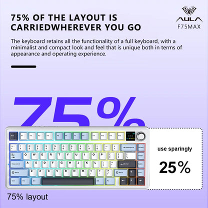 Gaming Mechanical Keyboard 75% Hot Swap RGB TFT Cordless