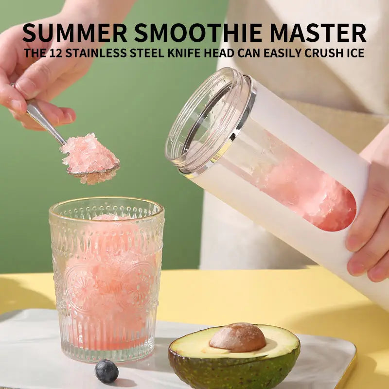 Portable2026 Edition Juicer USB Battery-Powered 530ml Personal Blender 12 Blade Ice Crushing 4 Gears 7.4V Viral Trend