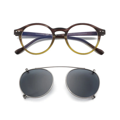 Clip2026 Edition On Sunglasses Retro Round Frames Anti Blue Light Polarizing Clip Ons Summer