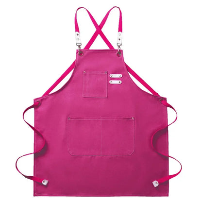 Chef Apron Canvas Crossback Utility Apron With Leather Trim And Pockets Fall 2025 Sturdy BBQ Workshop