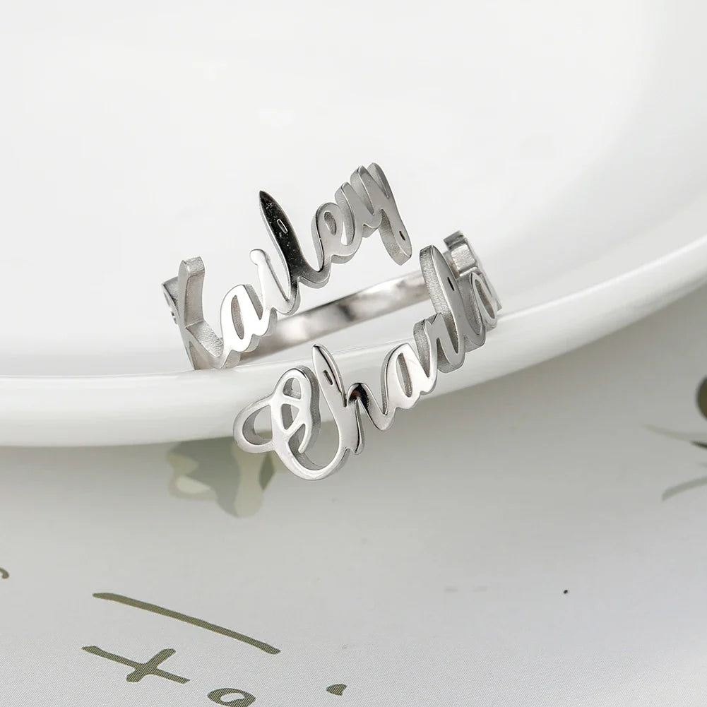 Name2026 Edition Ring Custom Double First Names Jewelry For Couples Personalized Gift TikTok Viral Fall