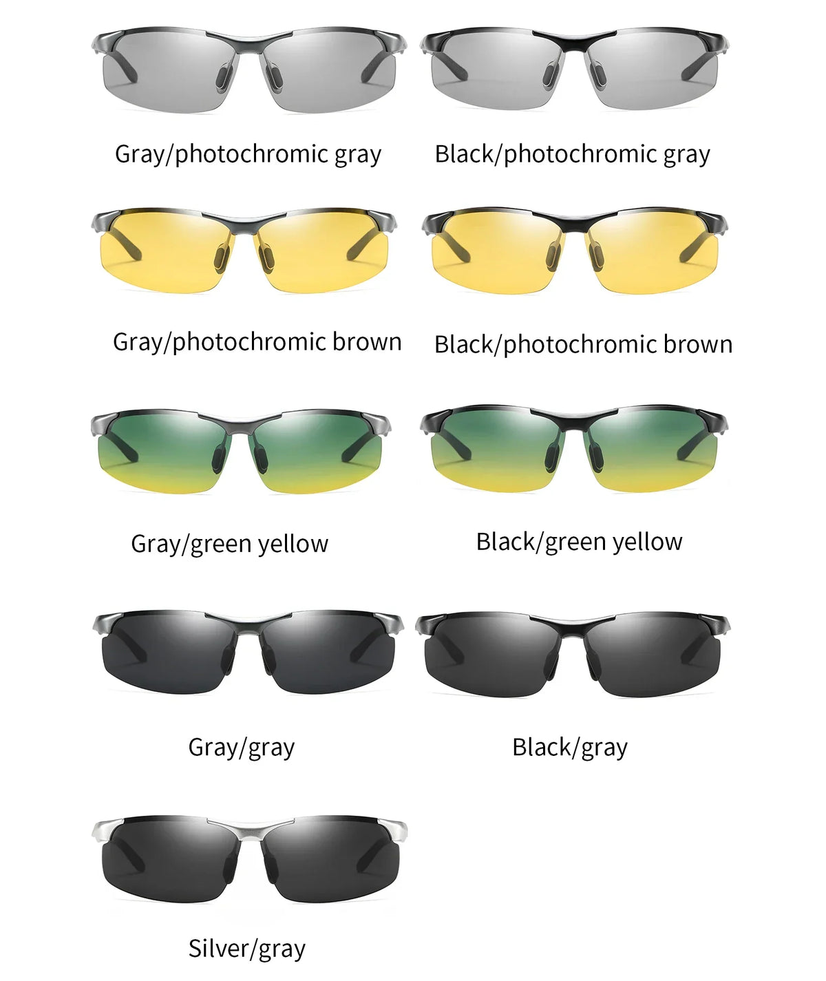 Sunglasses Photochromic Polarized UV400 Rimless Driving Glasses, Day Night Vision, Light Frame VT2173