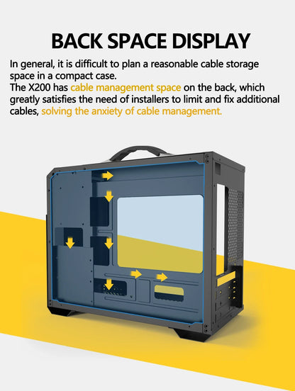 Mini ITX Case Glass Side 240mm Watercooling Travel-Friendly