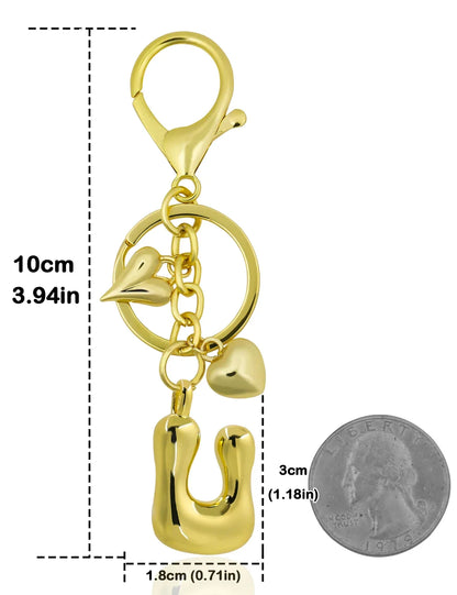 Keychain Personalized Gold Bubble Letter Bag Charm Gift