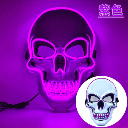 Skull LED Mask Full Face Glowing Terror Mask Halloween Fall 2025 Masquerade Party Costume Mask Breathable